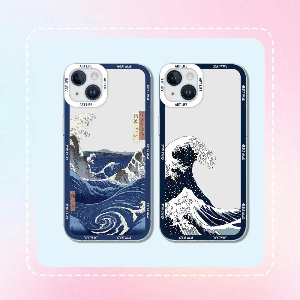 Luxury Japan The Great Wave Off Kanagawa Clear Case For OPPO Reno 10 8 Pro Plus 8Z 8T 7 7Z 6 Lite 6Z 5G 5 5F 4 2F A7X A5 Cover