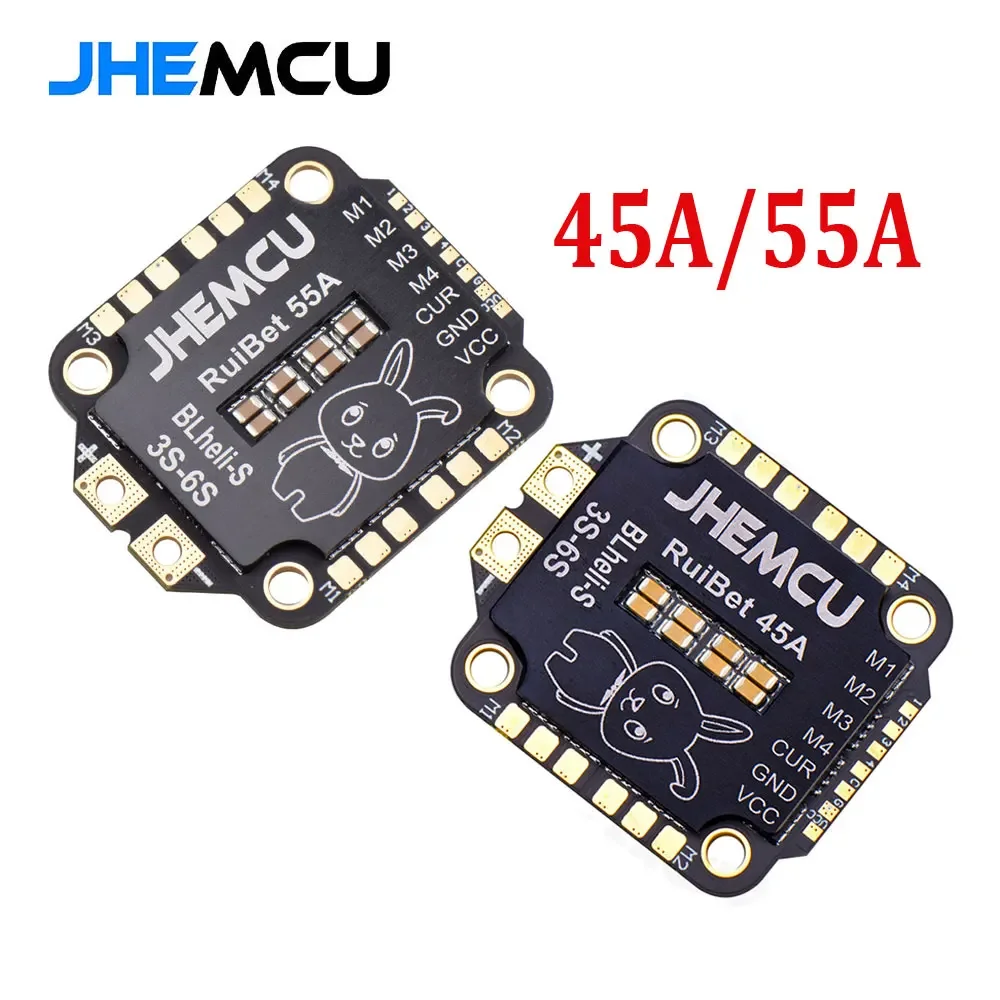 JHEMCU RuiBet 45A/55A ESC BLHELI_S Dshot600 4in1 Brushless ESC 3-6S 30.5X30.5 M4 for RC FPV Freestyle Flight Controller Drone