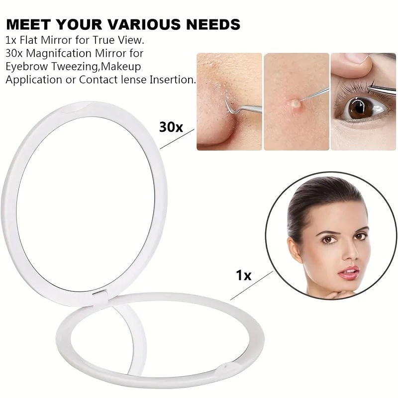 10 cm leuke compacte spiegels voor make-up mini pocket vergrotende spiegel 10X 20X 30X zwart/wit handheld