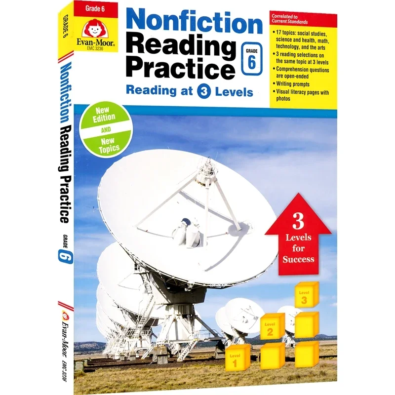 Evan-Moor Non-Fiction Reading Practice, Grade 6 Workbook,aged 9 10 11 12, English book 9781629383200