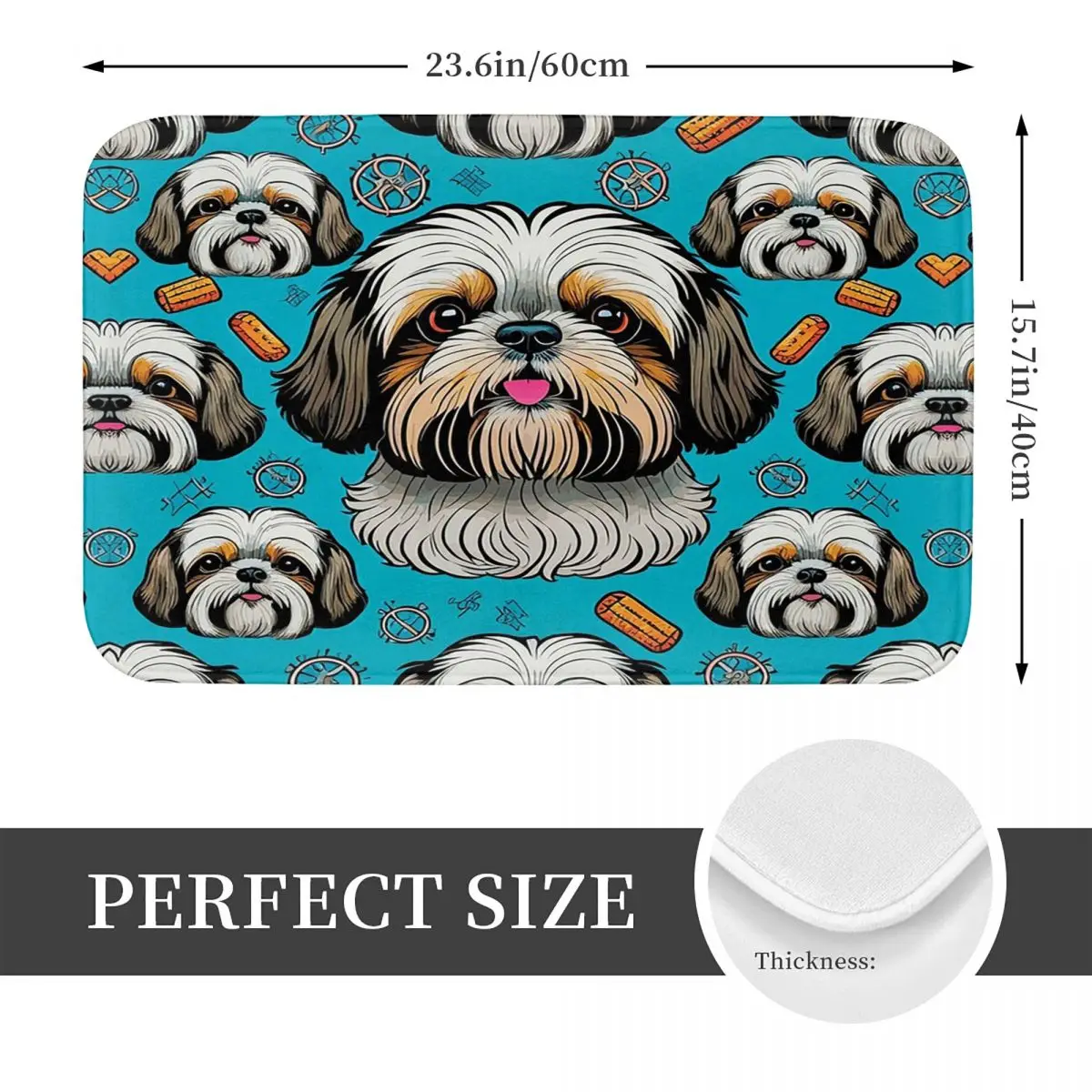 Dog Lover Shih Tzu Crest Anti-slip Doormat Floor Mat Water oil proof Carpet Rug for Kitchen Entrance Home Balcony Footpad Mats