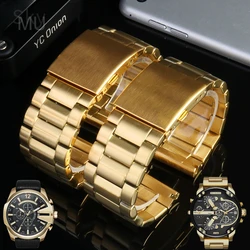 Gentleman Frosted Comfortable Metal Stainless Steel Gold Watchbands for Diesel Dz7333 Dz4283 Dz4344 Watch Large Dial 24 26 28mm