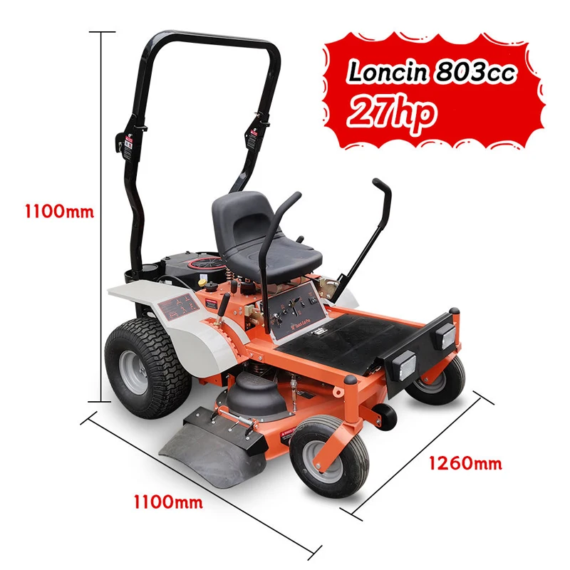 Riding Lawn Mower with 27HP Engine, 48 50 60 Inch Cutting Decks, Zero Turn Radius Ideal for Farm, Orchard, and Large Lawn