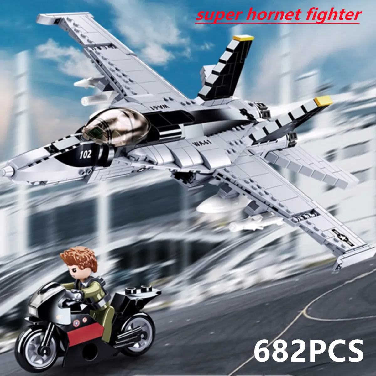 Sluban Building Block Toys Army F-18 Super Bumblebee 682PCS Bricks B0928 Compatbile With Leading Brands