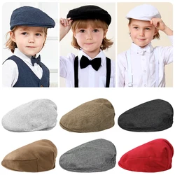 Baby Boy Hat Toddler Golf Cap Newborn Baptism Herringbone Flag Headgear Kids Gentleman Wedding Cotton Soft Lining Accessories