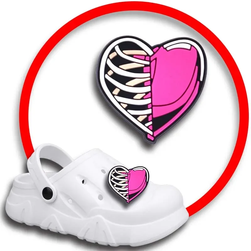 Dijes de corazón para zapatos, sandalias de cocodrilo, alfileres de zuecos, decoraciones para zapatos, accesorio para hombres, niños, niñas, niños, accesorios para zapatos