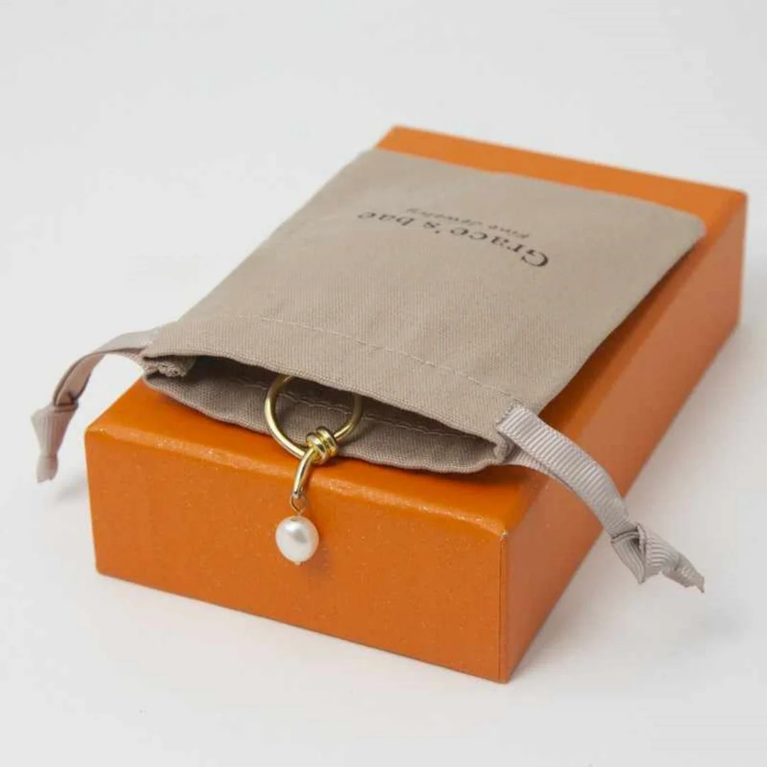 Personalized brown Cotton Canvas Jewelry Packaging Wedding Favor Bags Drawstring Custom Logo Chic Small Pouch
