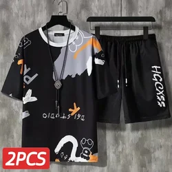 2024 New Summer Men's Suit Fashionable Handsome Short-sleeved T-shirt sets Korean Men's Loose Shorts Set Two-piece Suit