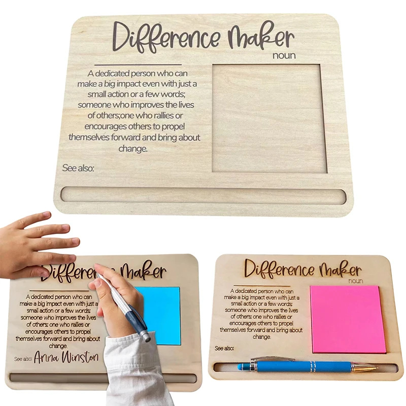 You Make A Difference Wooden Notepad Clipboard With Pen Holder Note Holder Desk Organizer Durable Wooden Notepad Clip