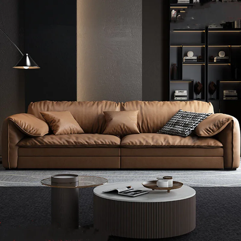 Leave-in technology cloth sofa Italian minimalist modern down soft bag three people living room straight