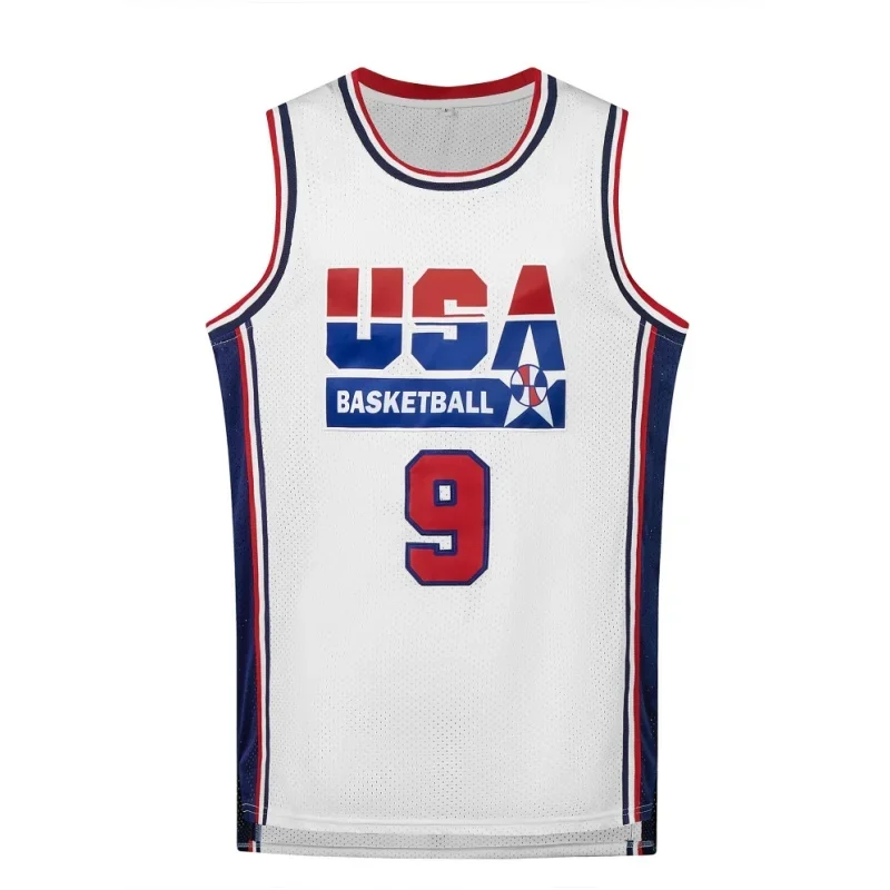 

USA#9 Men's Basketball Jersey Breathable Round Neck Sportswear Sleeveless Boys Training Uniform Team T-shirt New Design Tops