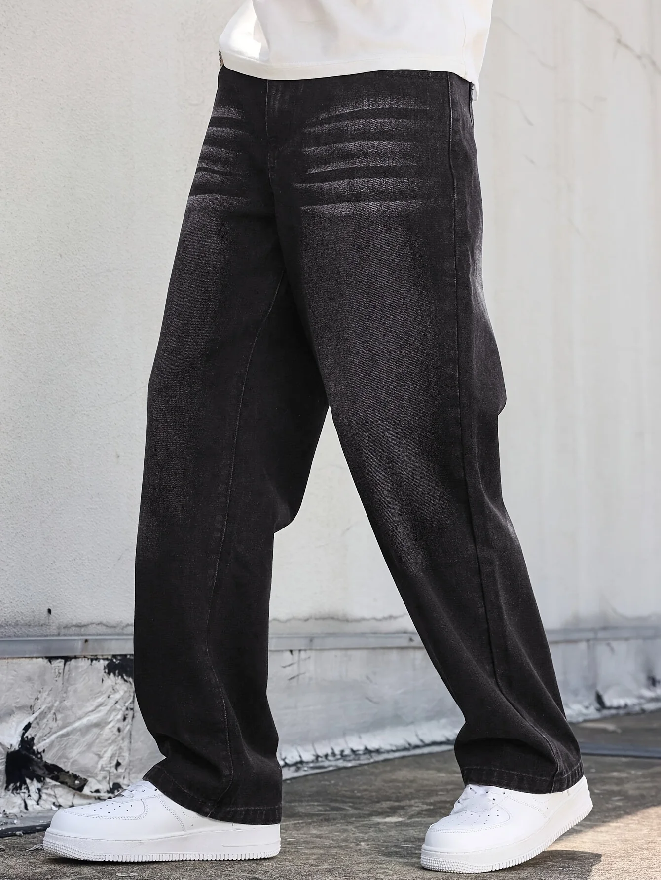 

Черные джинсы свободного кроя унисекс — повседневные брюки в уличном стиле, смесь, можно стирать в машине, без пояса/аксессуаров в комплекте