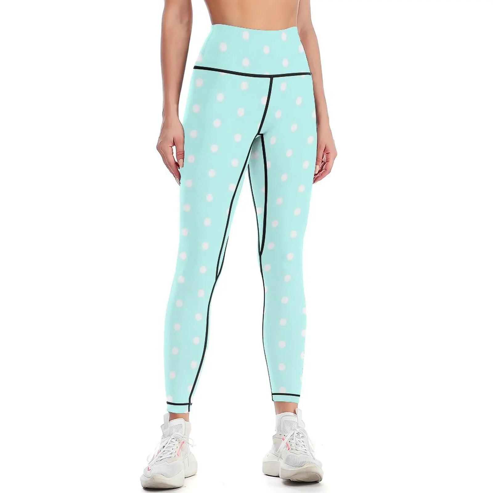 

Polka dots in cyan Leggings for fitness exercise clothing for Womens Leggings