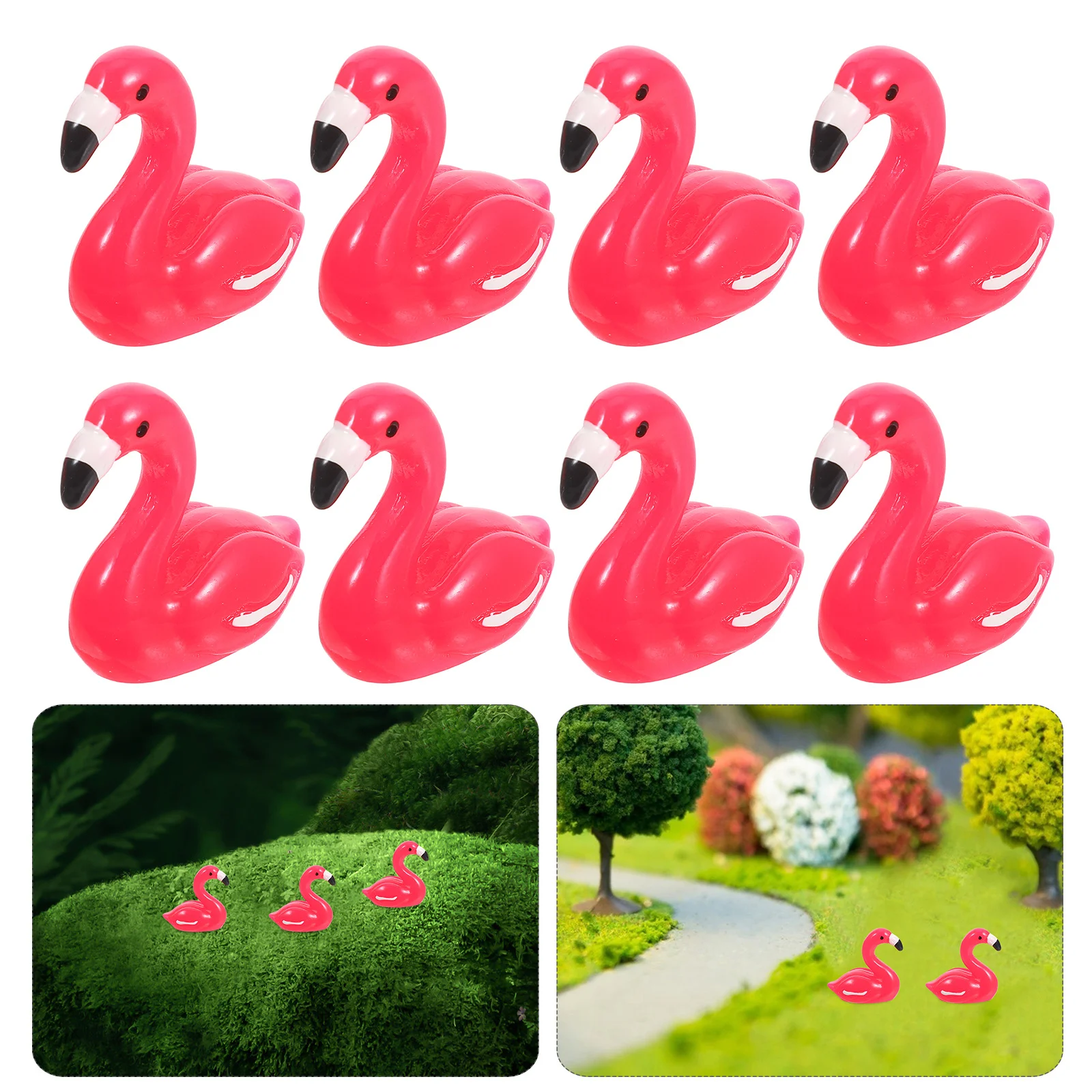 

100Pcs Miniature Flamingo Statues Resin Pink Decor for DIY Micro Garden Home Office Fairy Lawn Tropical Party Cake Topper