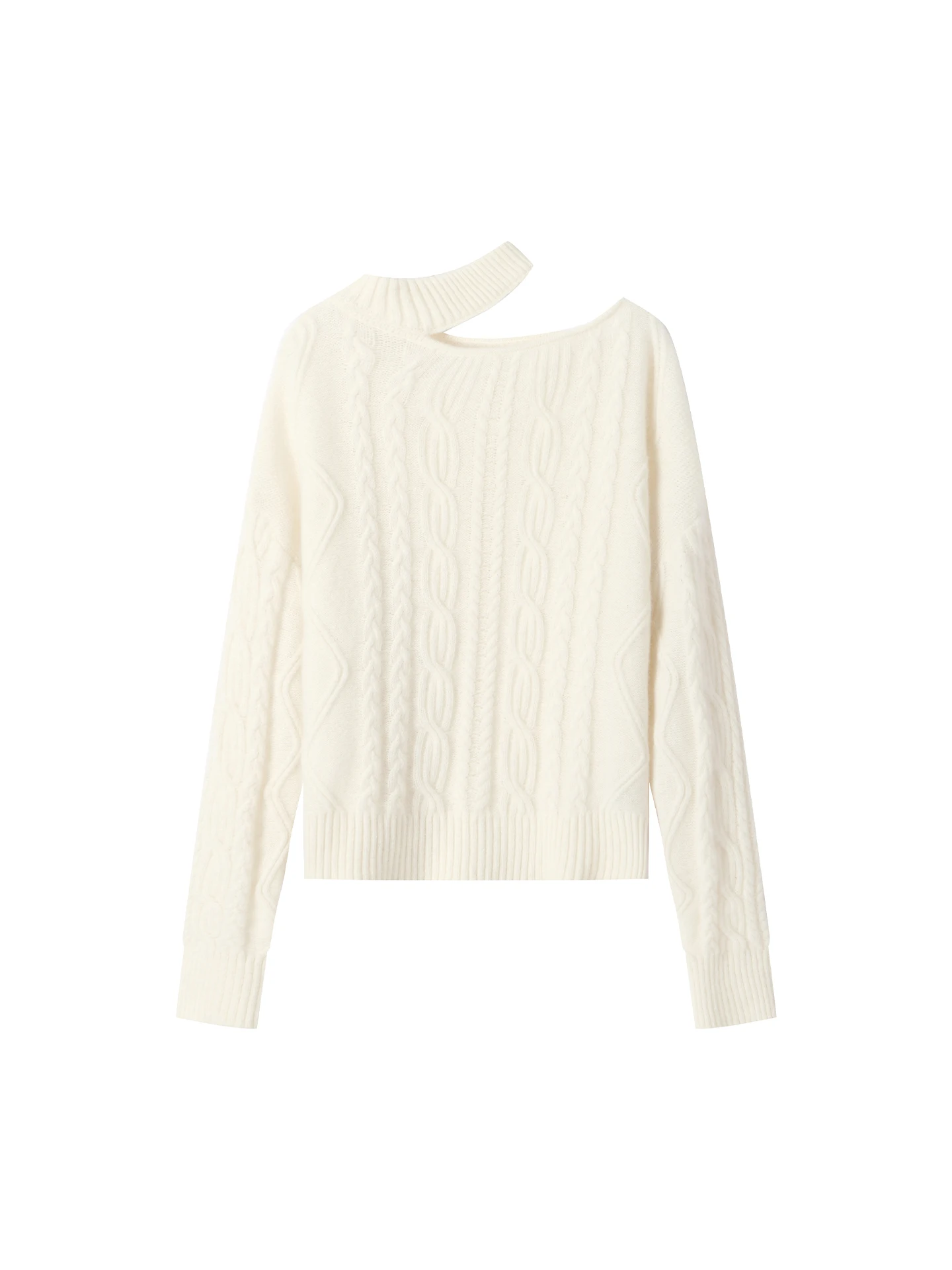 Binguo Women's Knitted Sweater Early Spring Slim Fit Twist Flower Design oulder Bared Soft Warm Wool Blend Long Sve Top