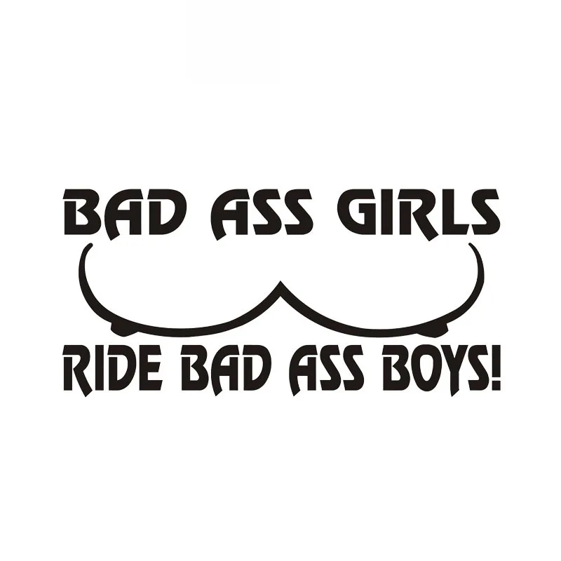 Bad Ass Girl Riding Bad Ass Boy Car Sticker Humorous Car Pvc Decals Suitable for All Kinds of Cars Black/white, 16cm*8cm