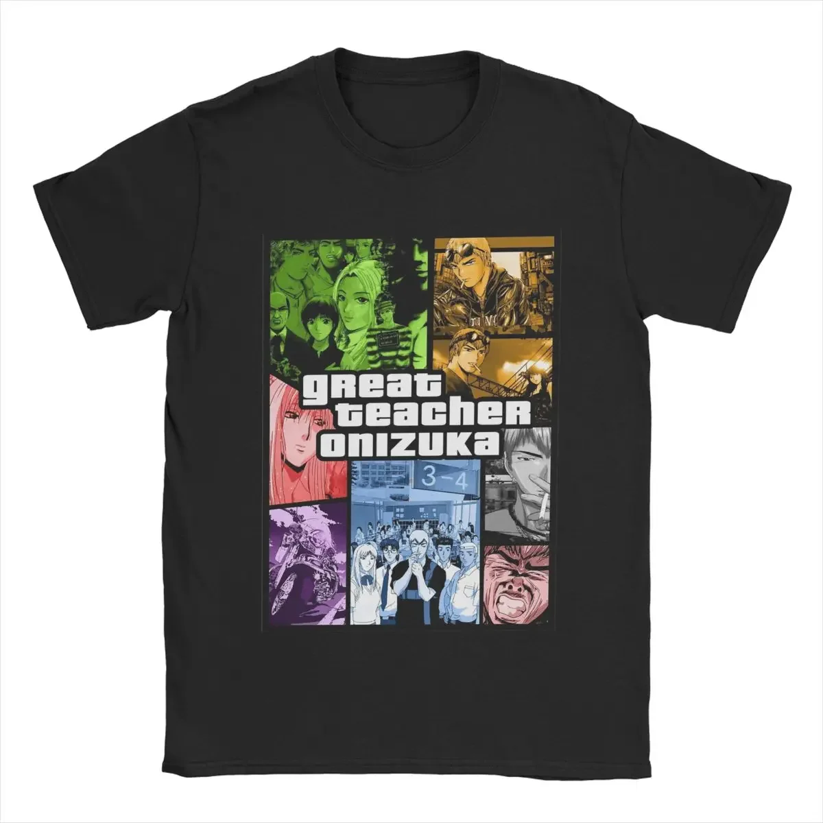 Great Teacher Onizuka GTO Men T Shirt Anime Casual Tee Shirt Short Sleeve Round Neck T-Shirts 100% Cotton Plus Size Tops