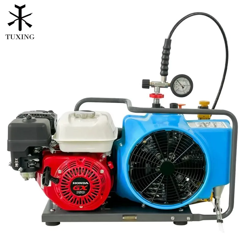 Customized 100L High Pressure Built-In Fan Cooling Auto Stop GAS Driven 4500psi 300bar 30mpa Scuba Diving Compressor