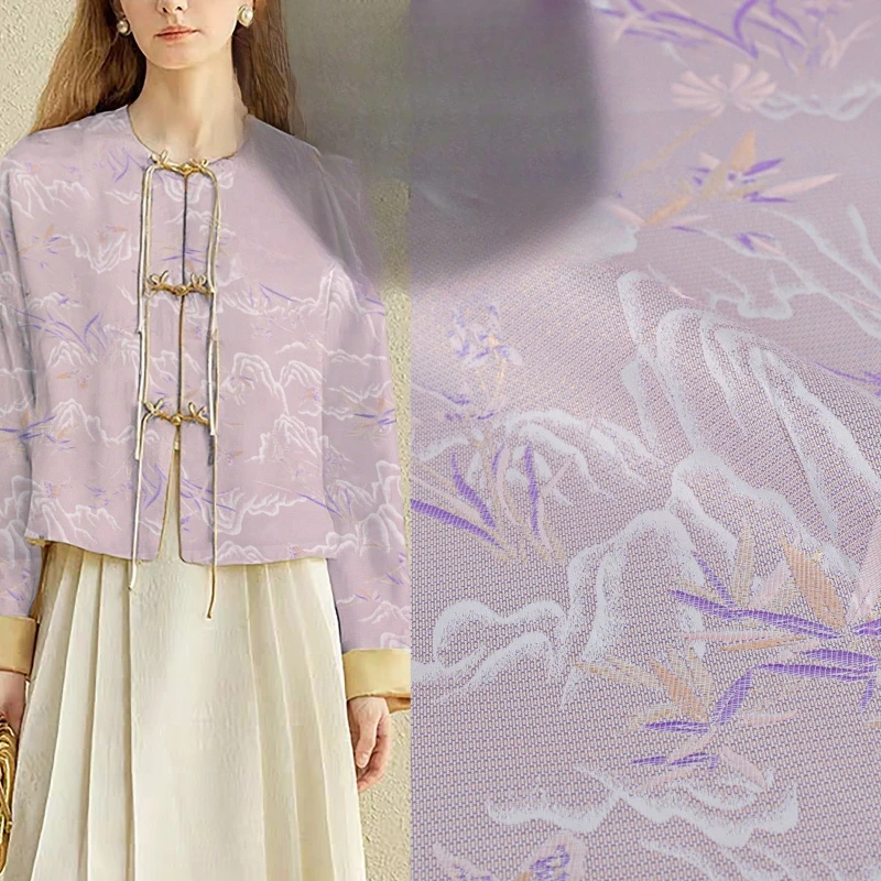 Mountain Stream Orchid Jacquard Luo Rayon Brocade National Trend Hanfu-Inspired Vest Designer Blouse Clothing Material Wholesale
