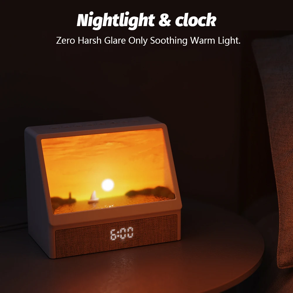 Wake Up Atmosphere Night Light Sunrise Alarm Clock With Bluetooth White Noise Timing Table Sleeping Lamp For Christmas Gift