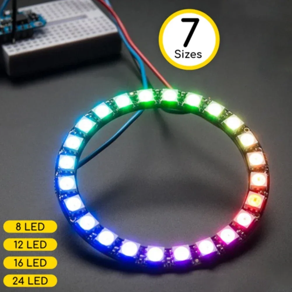 個別のアドレス指定可能なRGBLEDリング-ws2812用neopixelリング、フルカラードライバーランプ、ポータブル照明アクセサリー、5v