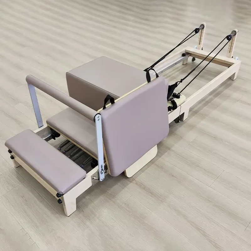 for Factory Premium Fluid Movement Maple Wood Foldable Pilates Reformer for Commercial Pilates Studio