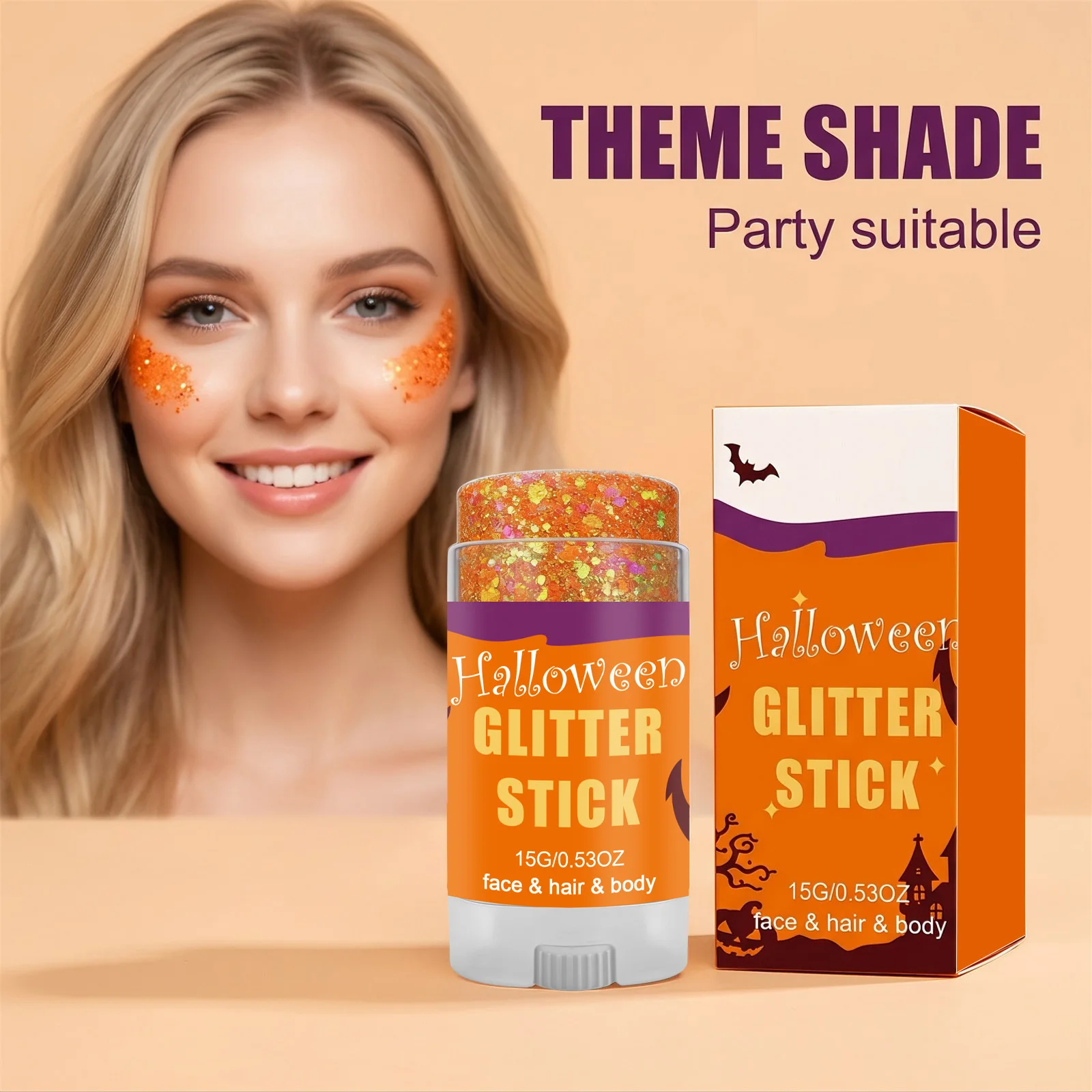 Körper- und Gesichts-Glitzerstift, funkelnder Pailletten-Glitzer-Gel-Stift, Kosmetik-Haarglitzer, Festival-Make-up für Halloween- und Weihnachtsfeiern – Detail 3