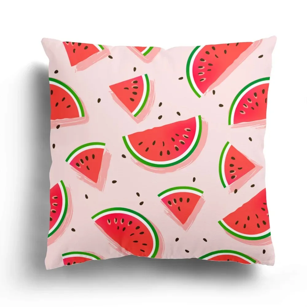 Cartoon fruit series pineapple watermelon banana cherry short plush pillowcase sofa living room cushion cover home decoration