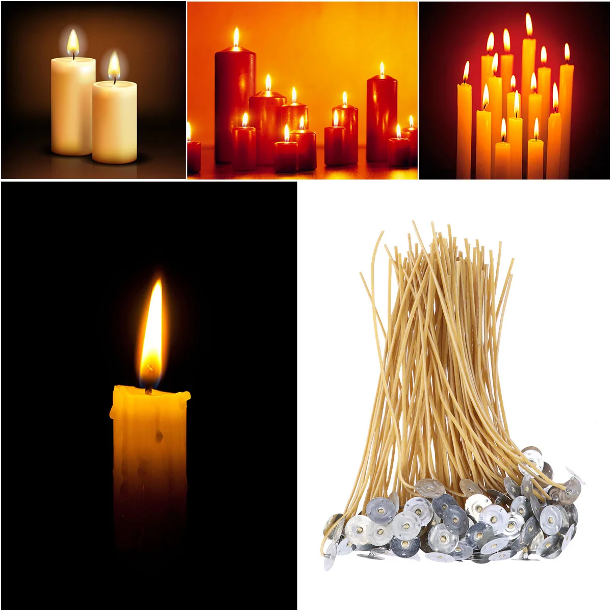 

100Pcs Organic Beeswax Wicks Cotton Low Smoke Pre-Waxed Extra Long for Crafting and Night Lighting