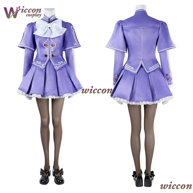 Street Fighter 6 Ingrid Purple Mini Dress Cosplay White Bow Frilled Skirt White Gloves Mary Jane Full Costume Halloween Party view 2