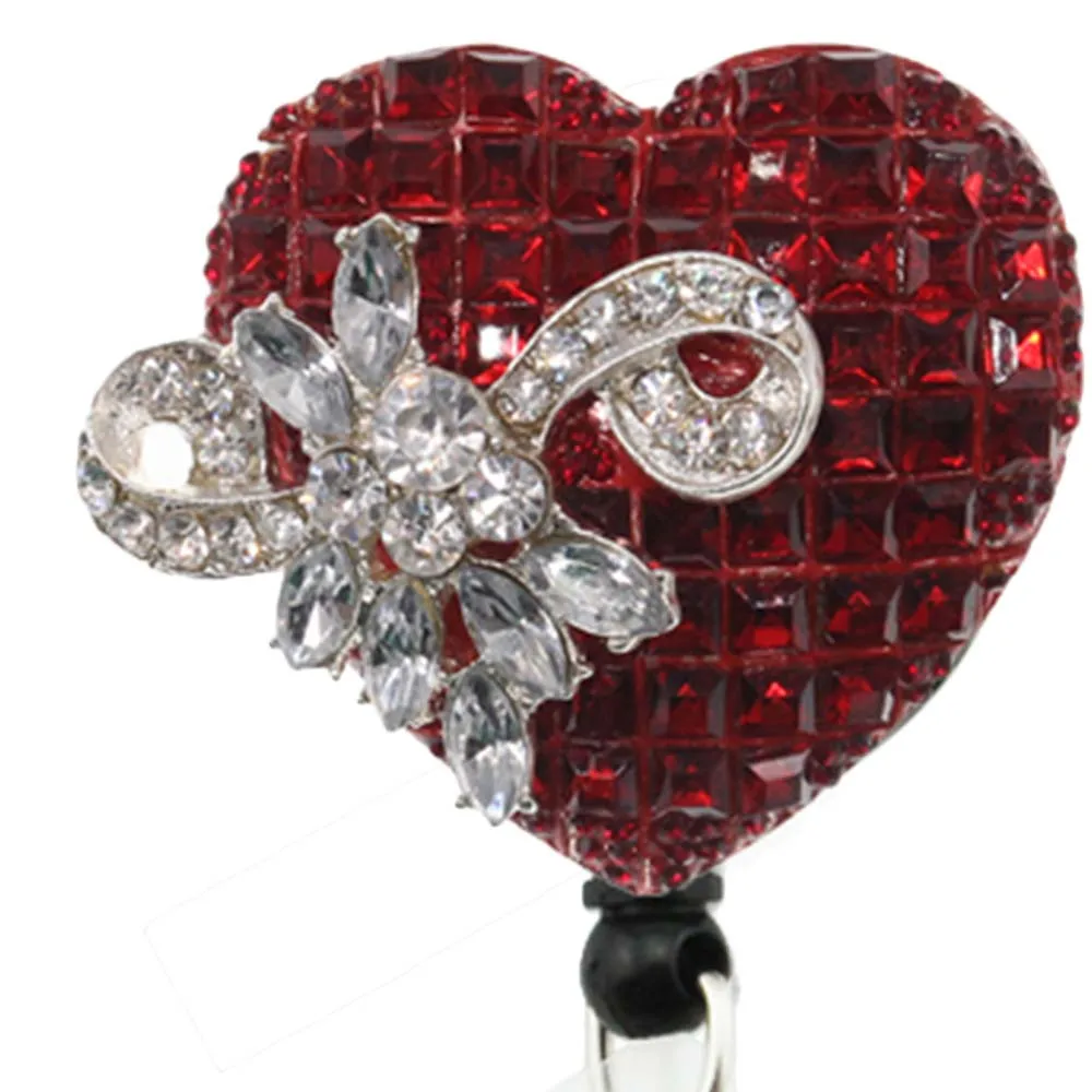 Valentine's Day Badge Reel Rhinestone Red Heart Badge Reel for Nurse Doctor Teacher ID Name Badge Holder Nurse Accessories