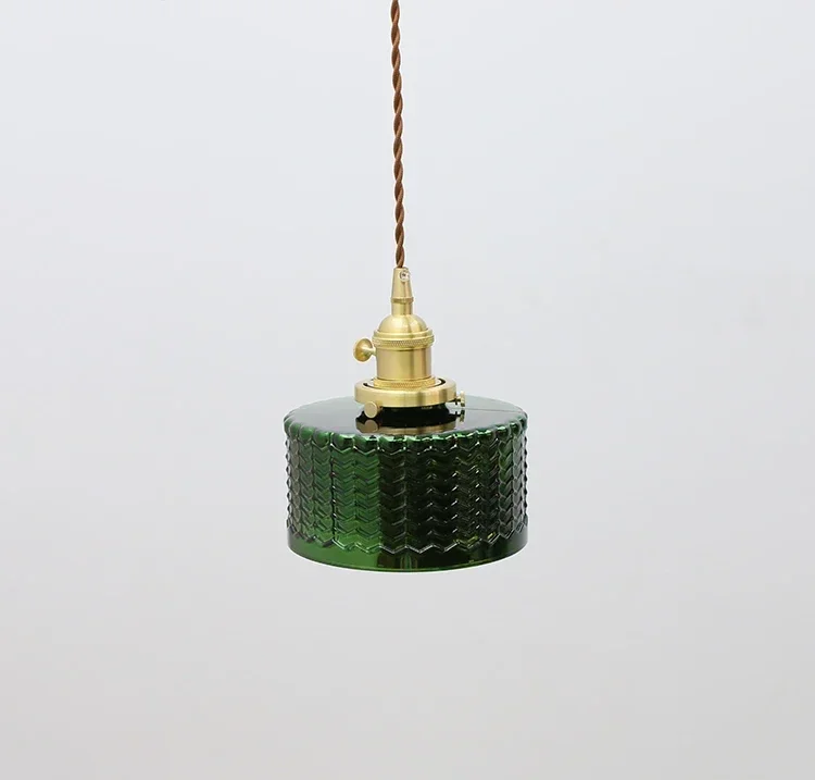 Creative Japanese Minimalist Glass Pendant Lamp Lighting Personality Decoration Green Led Hanging Lights Chandelier Brass