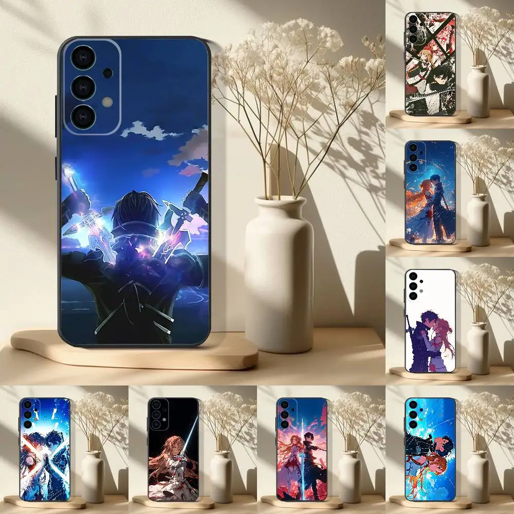 

A-Asuna Kirito Anime Phone Case For Samsung S 25,24,23,22,30,21,10,9,Ultra,Plus,Lite,FE,4,5G Black Soft Case