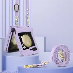 Crossbody Bag Stylish Luxury phone case For Samsung Galaxy Z Flip 5 4 3 5G with Long Lanyard Wallet Card Slot Protective Cover
