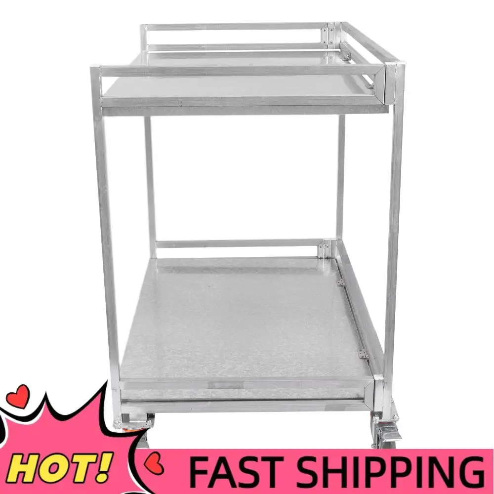 

Двухуровневая сервисная тележка на колесах с ручкой, грузоподъемность 300 кг, для продуктов и склада