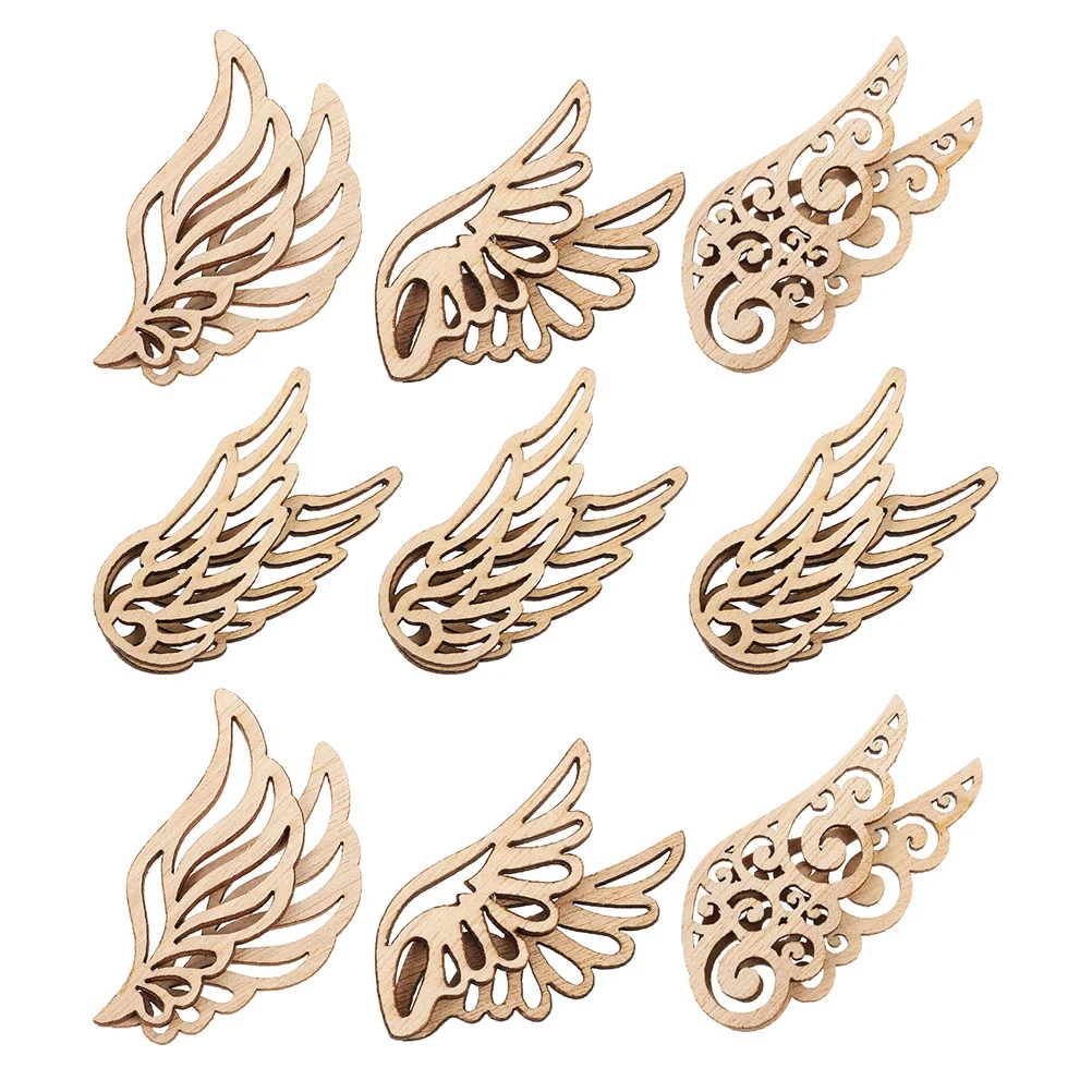 80 Pcs Wing Pendant Creative DIY Wood Chips Wooden Unfinished Wings Small Craft Angels Shapes for Wedding Decor