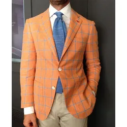 Men's Business Suits Jacket Large Men's Fashionable and Personalized Plaid Suit Jacket Casual Business Occasion and Daily Wear