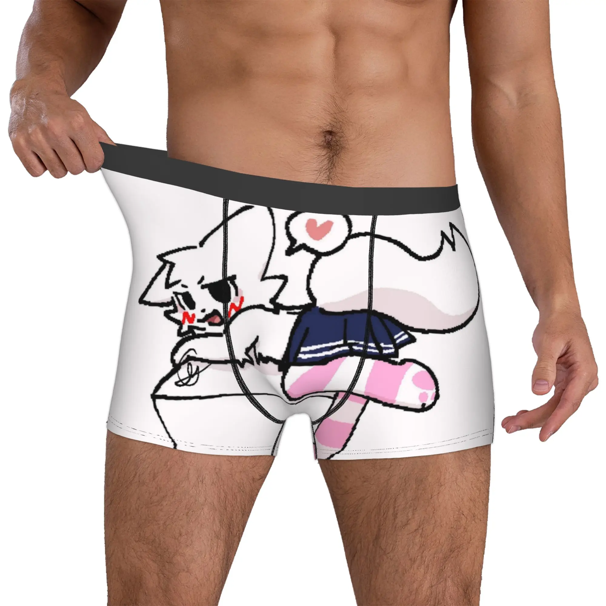 Custom Boykisser Silly Cat Boxers Shorts Men's Cute Cartoon Briefs Underwear Cool Underpants
