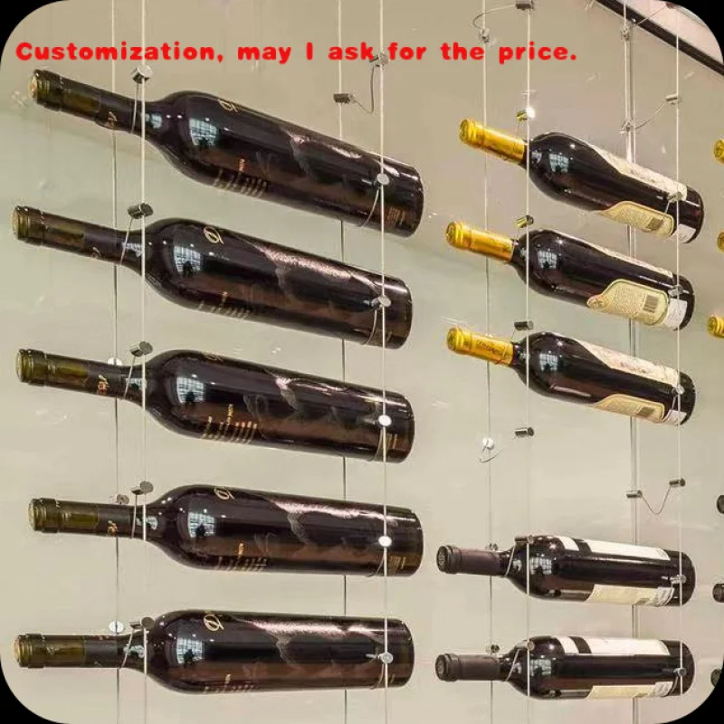 custom.Customized Modern Floating Wine System Wire Display Cabinet Wall Mounted Wire Wine Rack Display