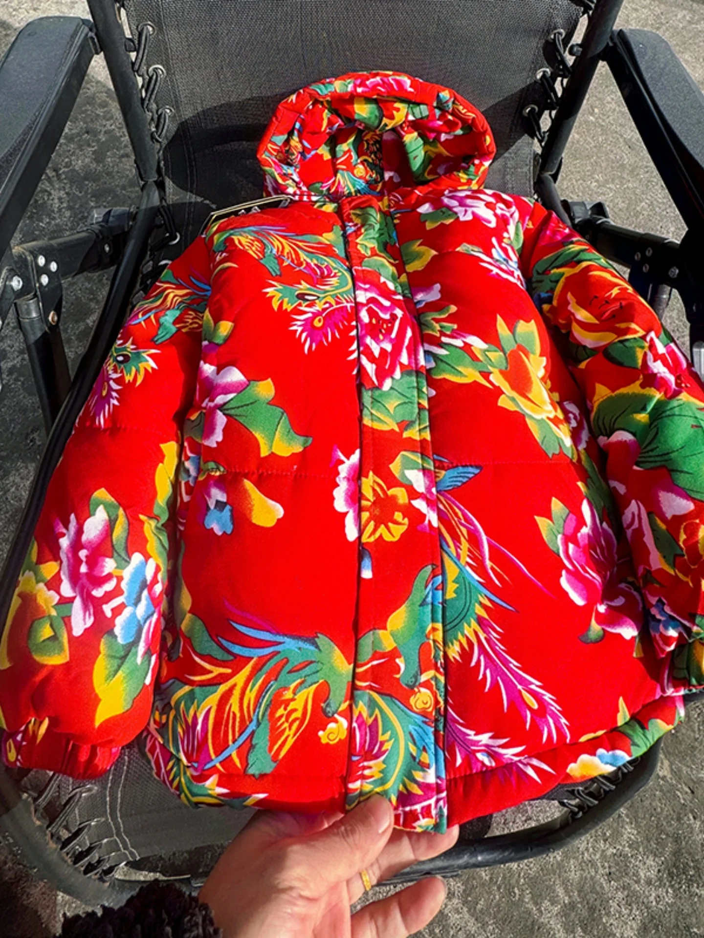 

Thickened Winter Jacket for Kids Northeast Big Flower down Cotton Coat Boys' Padded Coat with Hood Bread Style Outerwear