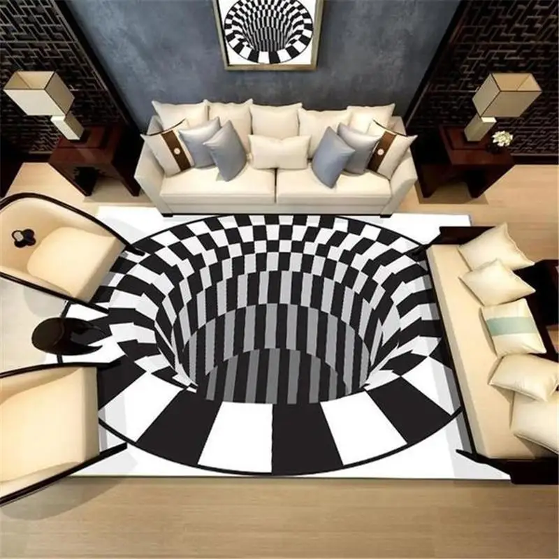 3D Carpet Trap Visual Anti slip Water Absorbent Floor Mat Terror Vortex Carpet Entrance Bathroom Floor Mat