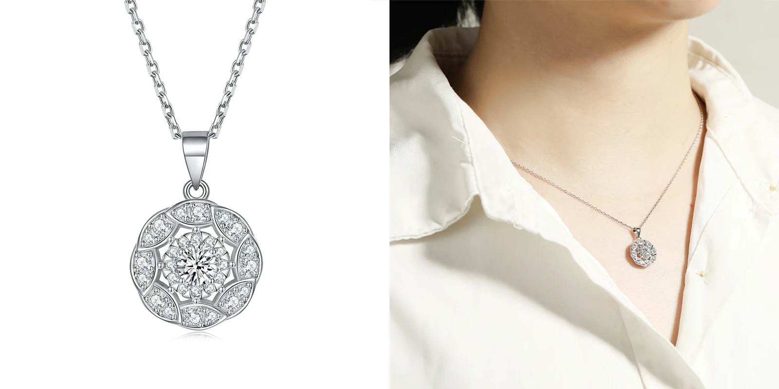 SKA 925 silver rings Layered Diamond Chain Drop Necklace  women necklace