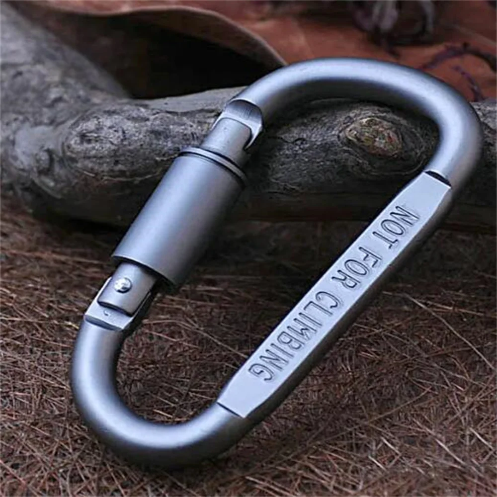 1 Pcs D Shaped Locking Carabiner Snap Hook Keychain Outdoor Activities Aluminum Alloy