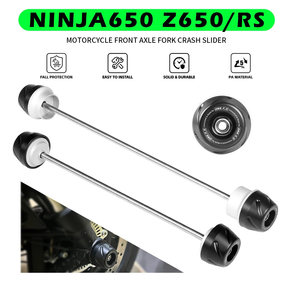 

NINJA650 Z650 Z650RS Front & Rear Axle Fork Crash Sliders For KAWASAKI 2017-2023 Motorcycle Wheel Protection Guard Accessories