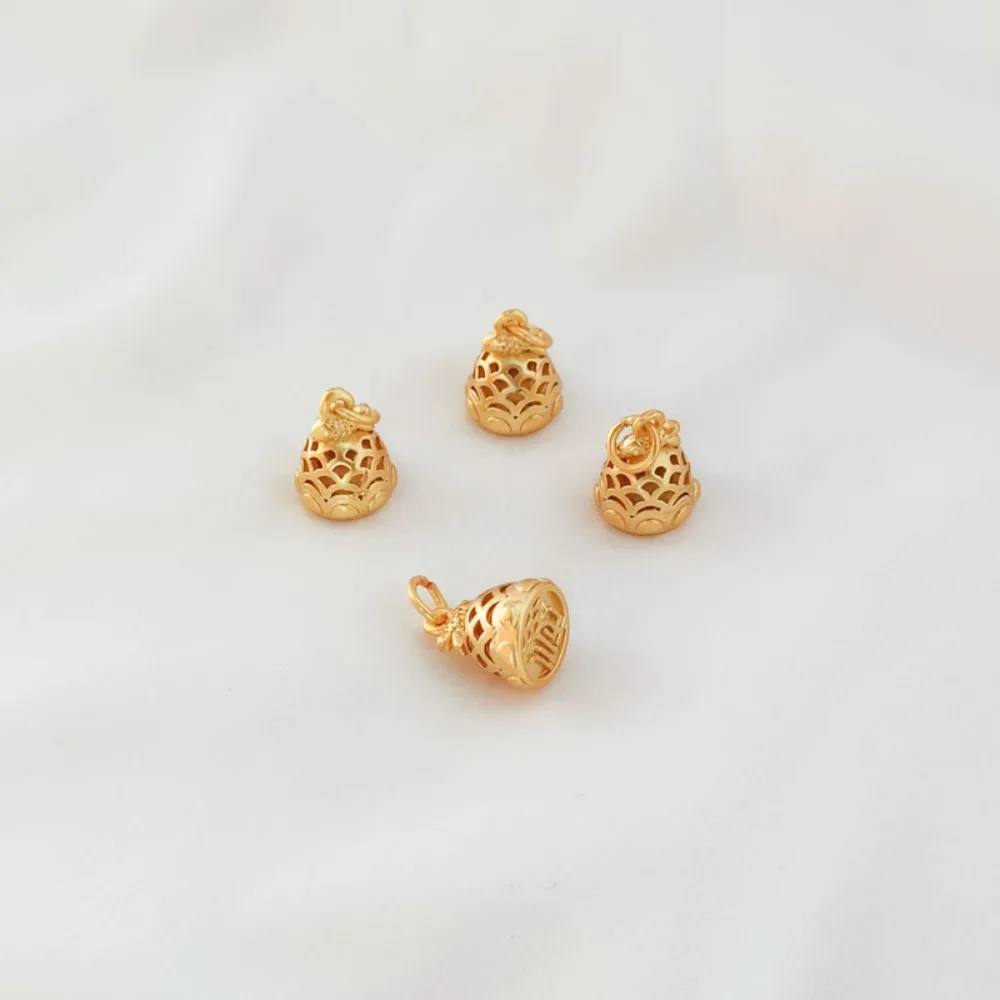 Ancient-style Golden Little Fish Accessories Sand Gold Hollowed-out Birdcage Bottom Pendant Bracelet Pendant DIY Jewelry