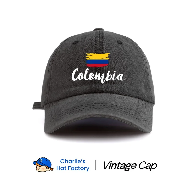 1 pc Colombia Print Washed Baseball Cap, Classic Casual Stylish Vintage Soft Sweatband Adjustable Size Lightweight