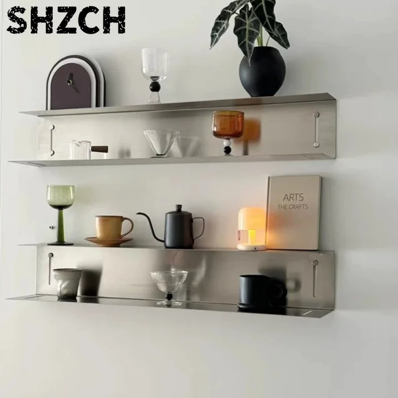 Minimalistisches Wandregal, U-förmiges schwebendes Regal aus Edelstahl, Ein-Schlitz-Display-Organizer für Hintergrunddekoration
