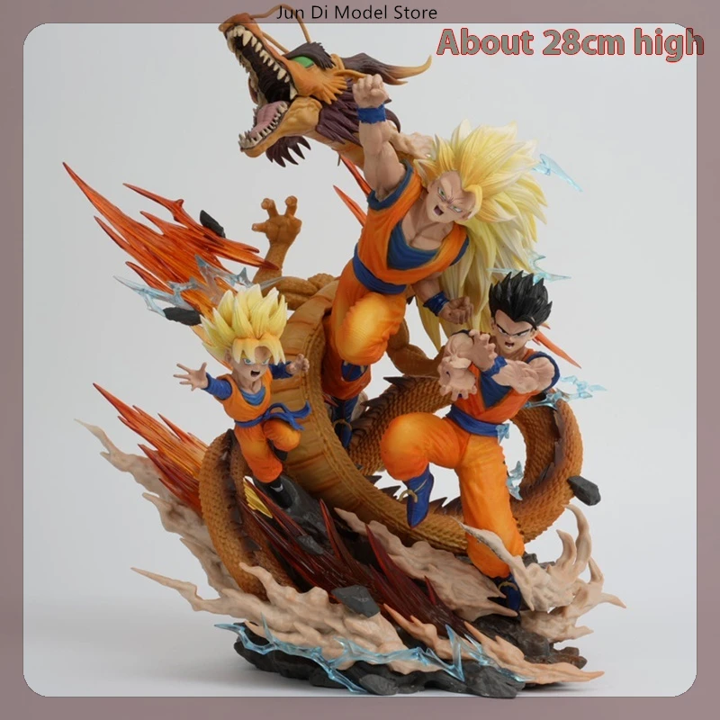 

28cm Dragon Ball Goku Gofan Goten Dragon Fist Explosion Anime Figure Model Statue Collection Desktop Decoration Ornament Toys