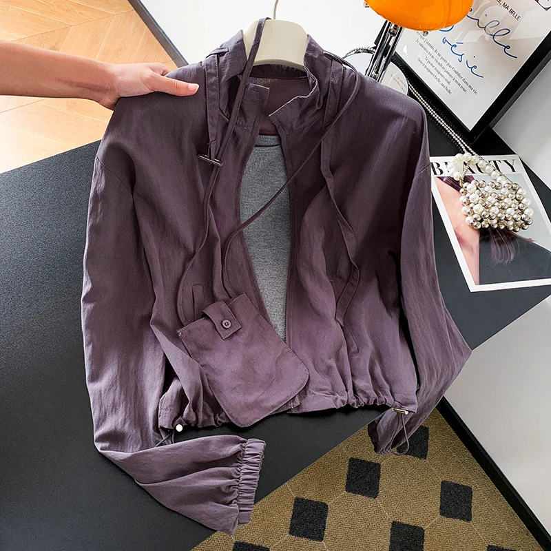 ¡Recomendación de nivel Chao! Versátil ort Svel Jaet Ropa de trabajo para mujer Sle Ropa de abrigo fina Conjunto de dos piezas Material de algodón