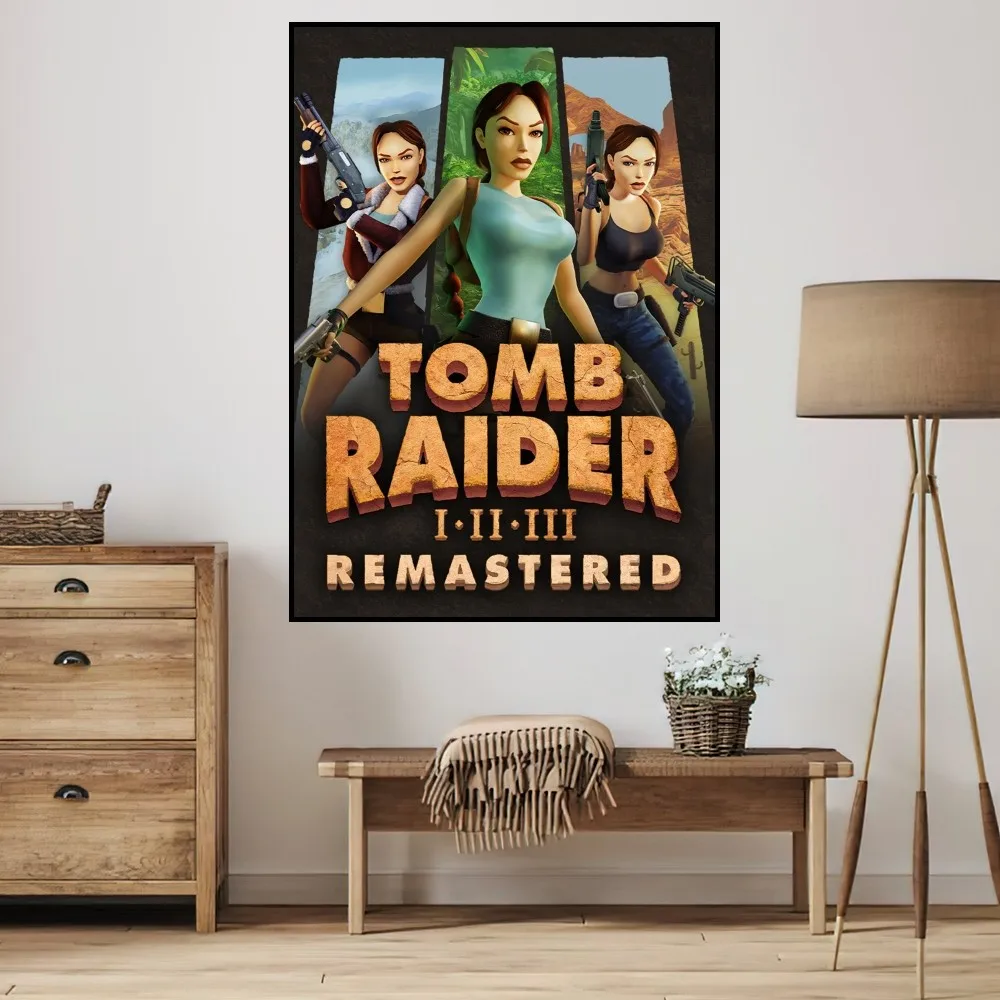 Game Tomb Raider I-III Remastered Lara Croft 1-3 P Poster Small Prints Room Wall Sticker Wall Painting Bedroom Living Office